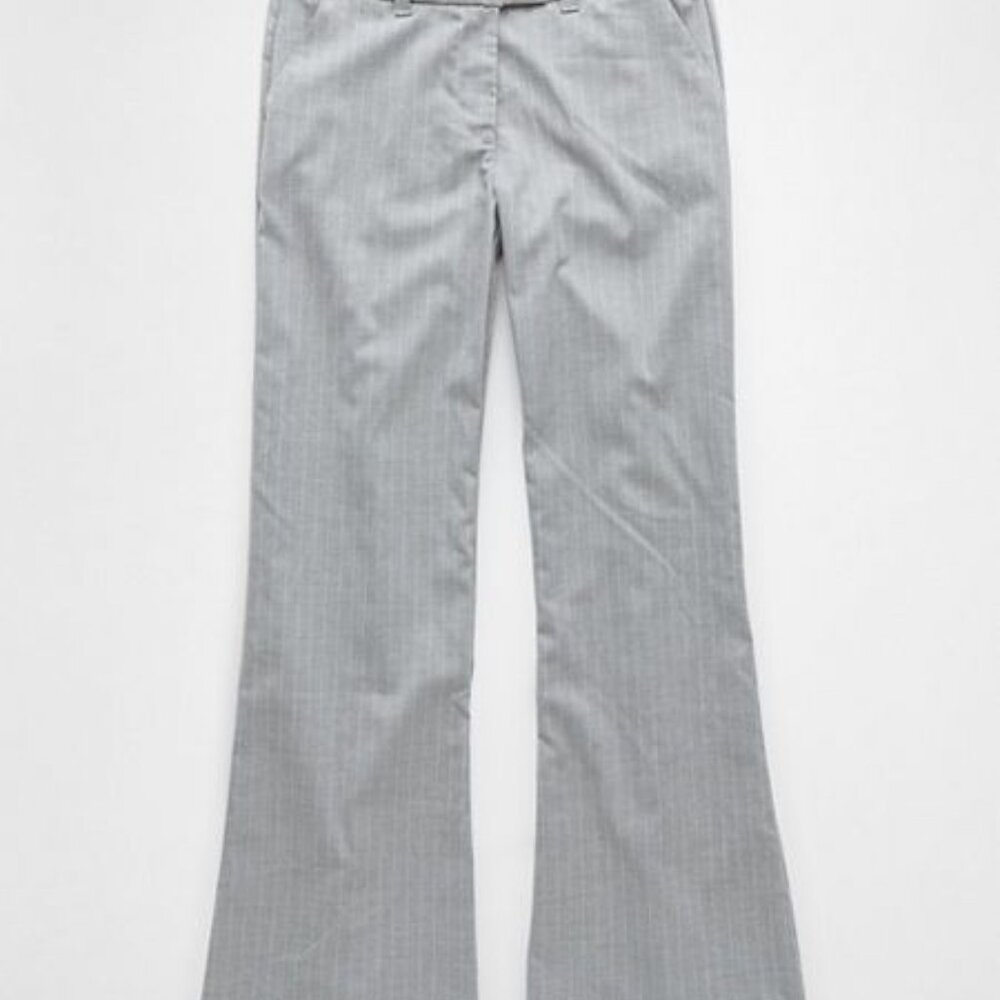 AE American eagle gray Stripe Stretch Low-Rise Flare Trouser